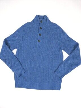 Banana Republic 100% Marino Extra Fine Wool Blue Ribbed Sweater Medium